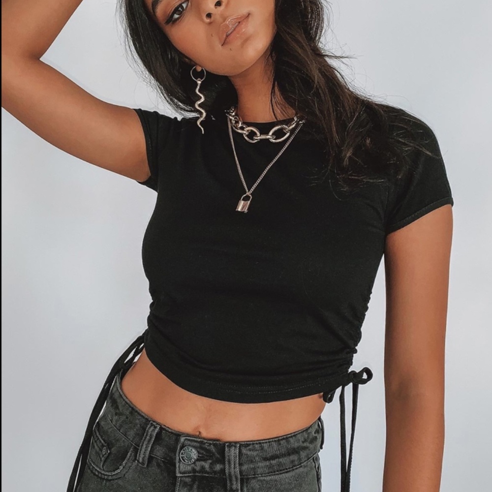 Princess Polly Black Short Sleeve Crop Top. Size 0 (XS/S). Barely worn.